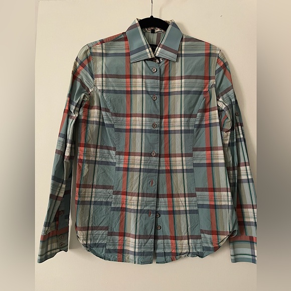 Jared Lang plaid button up with contrast cuffs - Picture 1 of 4
